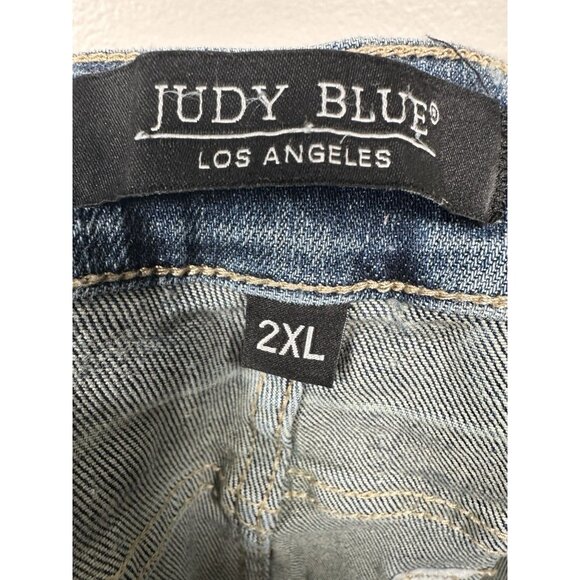 Judy Blue High Waist Jean Shorts Size 2xl Raw Hem Style #150235 Denim Stretch - Picture 6 of 8